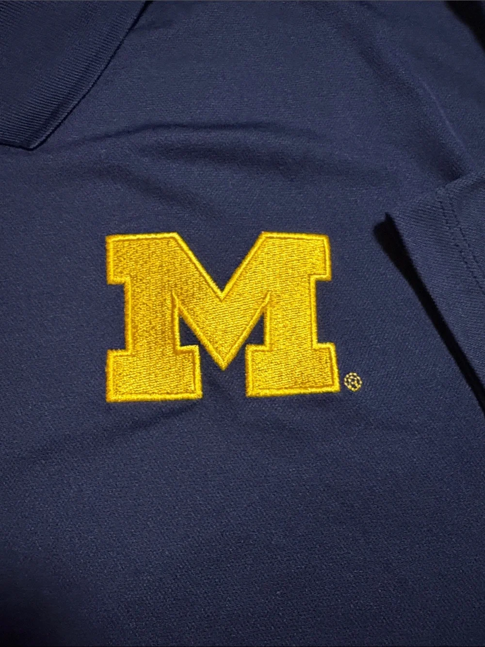 Jordan Navy Polo with Yellow Michigan 'M' and Jumpman